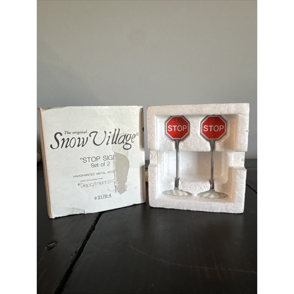 Dept 56 Snow‎ Village Stop Signs Set Of 2 W/Original Box